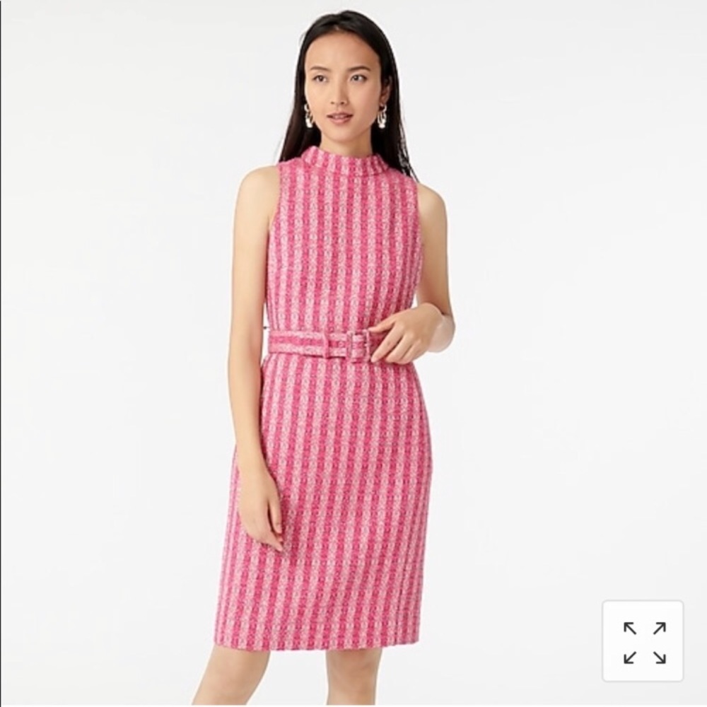 J Crew pink sheath dress in disco tweed, 00 NWT
